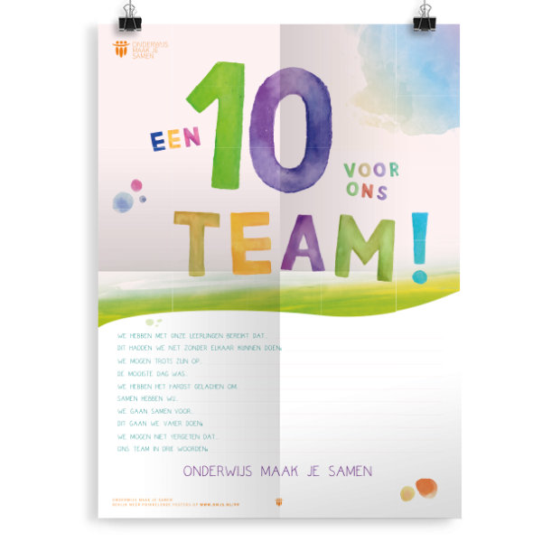 Prikkelende poster: Een 10 voor ons team