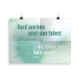 Prikkelende poster: Hard werken wint van talent