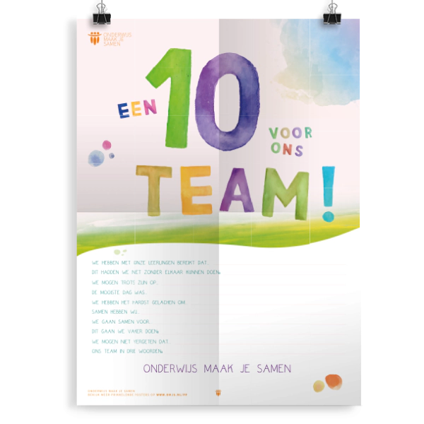 Prikkelende poster: Een 10 voor ons team